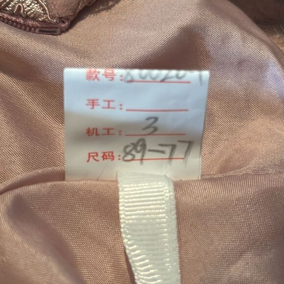 Women’s Pink Chiffon & Lace Appliqué Bridesmaid Dress Zip Up & Leg Slit Size 8 - Picture 9 of 12